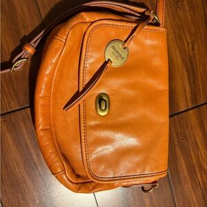 Mustard Bright Leather Crossbody Bag